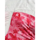 Women's 2025 Floral Print Tube Mini Dress Strapless Backless Party Club Short Ruched Drawstring Bodycon Party Dresses Streetwear