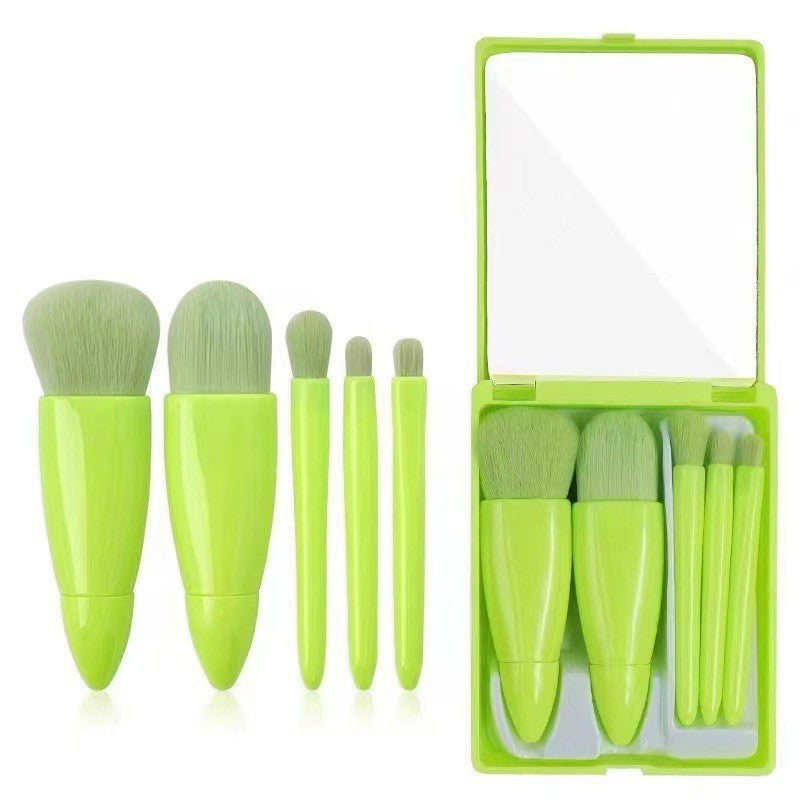 New Travel 5-piece Mirror Box Makeup Brush Set Portable Multi-functional Powder Brush Blush Brush Beauty Tool