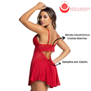Camisola Sexy com Calcinha Renda Regulável Feminina Renda Sensual Linha Noite Lingerie