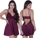 Camisola Sexy com Calcinha De Renda Regulável