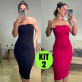 Kit 2 Vestido Midi Tomara Que Caia Canelado