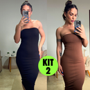 Kit 2 Vestido Midi Tomara Que Caia Canelado