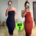 Kit 2 Vestido Midi Tomara Que Caia Canelado