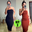 Kit 2 Vestido Midi Tomara Que Caia Canelado