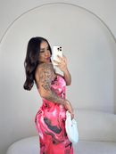 Vestido Feminino Estampado Tie Dye Com Fenda Midi Ribana