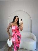 Vestido Feminino Estampado Tie Dye Com Fenda Midi Ribana