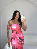 Vestido Feminino Estampado Tie Dye Com Fenda Midi Ribana