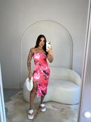 Vestido Feminino Estampado Tie Dye Com Fenda Midi Ribana