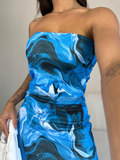 Vestido Feminino Estampado Tie Dye Com Fenda Midi Ribana