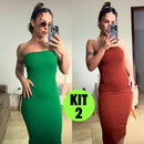 Kit 2 Vestido Midi Tomara Que Caia Canelado