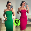 Kit 2 Vestido Midi Tomara Que Caia Canelado