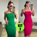 Kit 2 Vestido Midi Tomara Que Caia Canelado