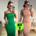 Kit 2 Vestido Midi Tomara Que Caia Canelado