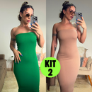 Kit 2 Vestido Midi Tomara Que Caia Canelado