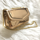 Bolsa Mini Metalizada Espelhada Com Corrente