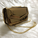 Bolsa Mini Metalizada Espelhada Com Corrente