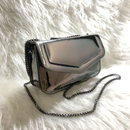 Bolsa Mini Metalizada Espelhada Com Corrente