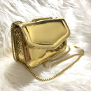 Bolsa Mini Metalizada Espelhada Com Corrente