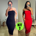 Kit 2 Vestido Midi Tomara Que Caia Canelado