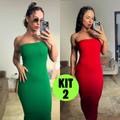 Kit 2 Vestido Midi Tomara Que Caia Canelado