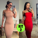 Kit 2 Vestido Midi Tomara Que Caia Canelado