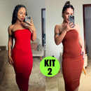 Kit 2 Vestido Midi Tomara Que Caia Canelado