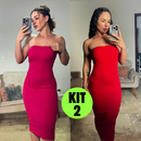 Kit 2 Vestido Midi Tomara Que Caia Canelado