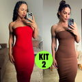 Kit 2 Vestido Midi Tomara Que Caia Canelado