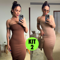 Kit 2 Vestido Midi Tomara Que Caia Canelado