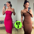 Kit 2 Vestido Midi Tomara Que Caia Canelado