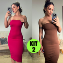 Kit 2 Vestido Midi Tomara Que Caia Canelado