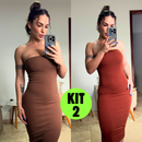 Kit 2 Vestido Midi Tomara Que Caia Canelado