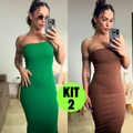 Kit 2 Vestido Midi Tomara Que Caia Canelado