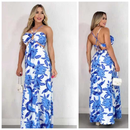 Vestido Feminino Longo Sem Manga Cintura Alta Verão