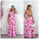 Vestido Feminino Longo Sem Manga Cintura Alta Verão