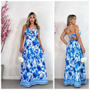 Vestido Feminino Longo Sem Manga Cintura Alta Verão