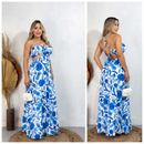 Vestido Feminino Longo Sem Manga Cintura Alta Verão