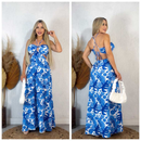 Vestido Feminino Longo Sem Manga Cintura Alta Verão