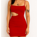 Vestido Feminino Curto Gringo Com Recorte na Cintura Colado