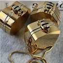 Bolsa Pequena Acrilico Espelhada Quadrada Maça Coração Tiracolo Com Espelho