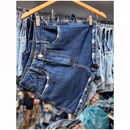 Short Jeans Feminino Cintura Alta Barra Virada Sem Lycra Blogueira Tendencia