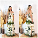 Vestido Feminino Longo Sem Manga Cintura Alta Verão