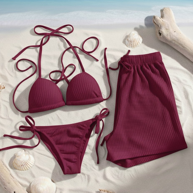 Kit Biquíni e Shorts Canelado