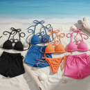 Kit Biquíni e Shorts Canelado Moda Praia Tendência