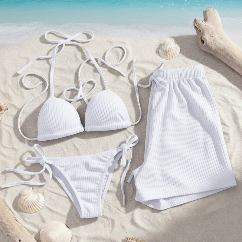 Kit Biquíni e Shorts Canelado