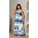 Vestido Feminino Longo Sem Manga Cintura Alta Verão