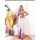 Vestido Feminino Longo Sem Manga Cintura Alta Verão