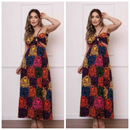 Vestido Feminino Longo Sem Manga Cintura Alta Verão
