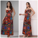 Vestido Feminino Longo Sem Manga Cintura Alta Verão