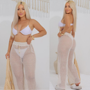 Calça Saída de Praia Feminina Longa com Cordão | Moda Praia Verão Leve e Confortável